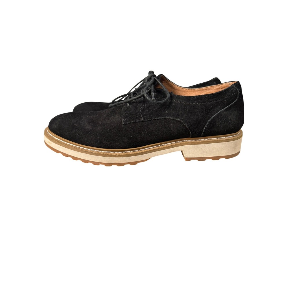 Saks Fifth Avenue Davis Mens 8M Black Suede Platform‎ Lug Sole Oxford Shoes sz 8